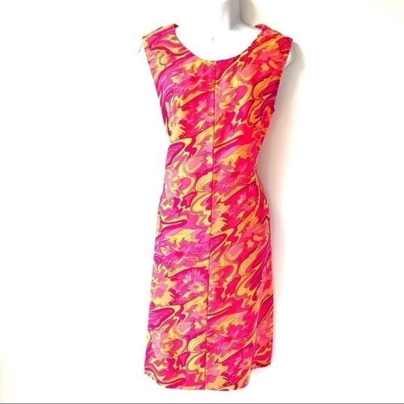 VINTAGE 70’s HANDMADE PSYCHADELIC PRINT DRESS - Picture 1 of 8